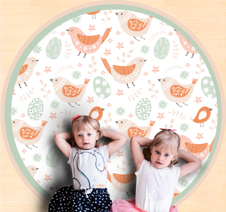 Minimalistic nordic little birds kids vinyl rug - TenStickers