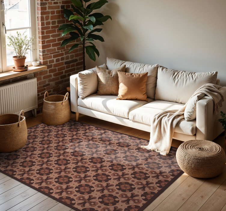 "Mocha Mousse" tile vinyl rug - TenStickers