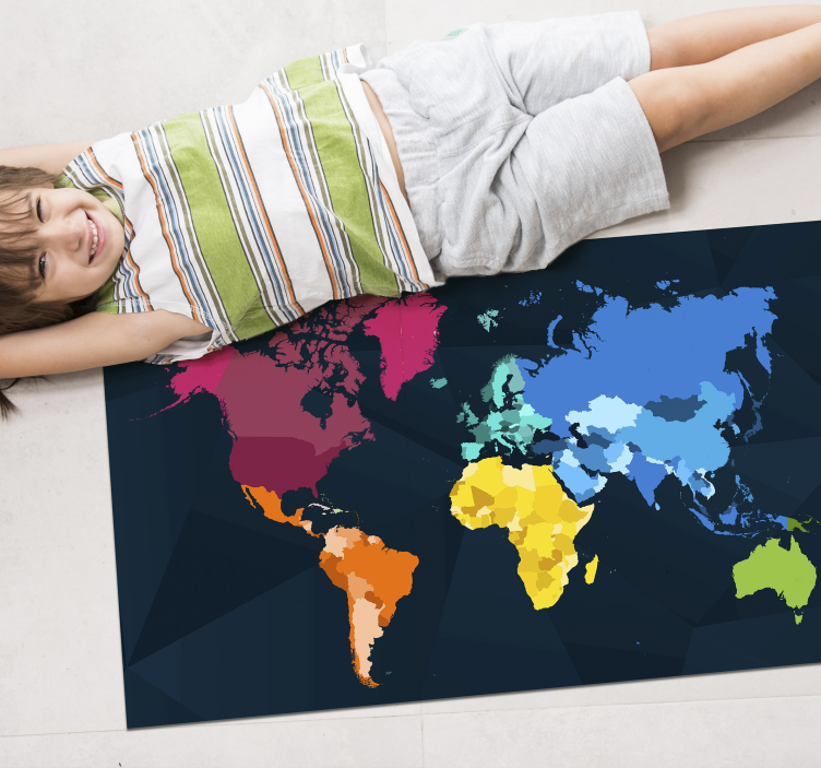 Modern colorful world map carpet map - TenStickers