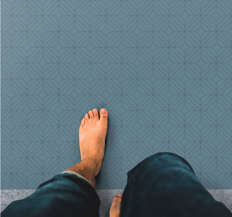 Modern vinyl rug with geometric leaf design - TenStickers