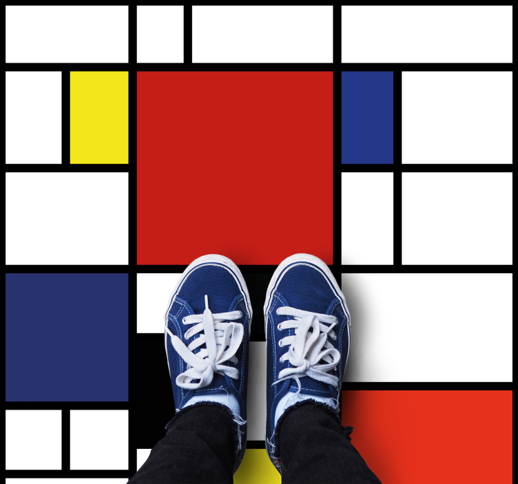 Modern vinyl rug with lively geometric design - TenStickers