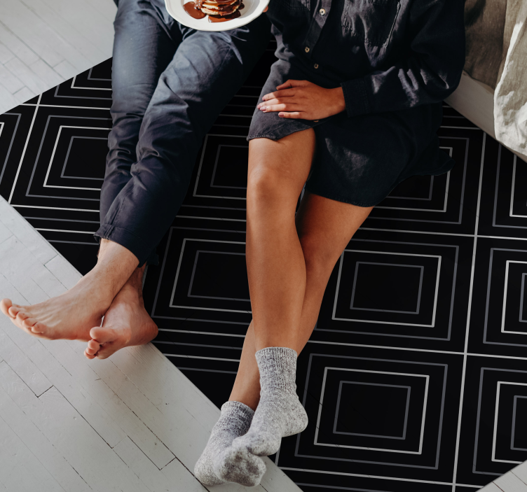 Monochromatic Shapes geometric vinyl rug - TenStickers