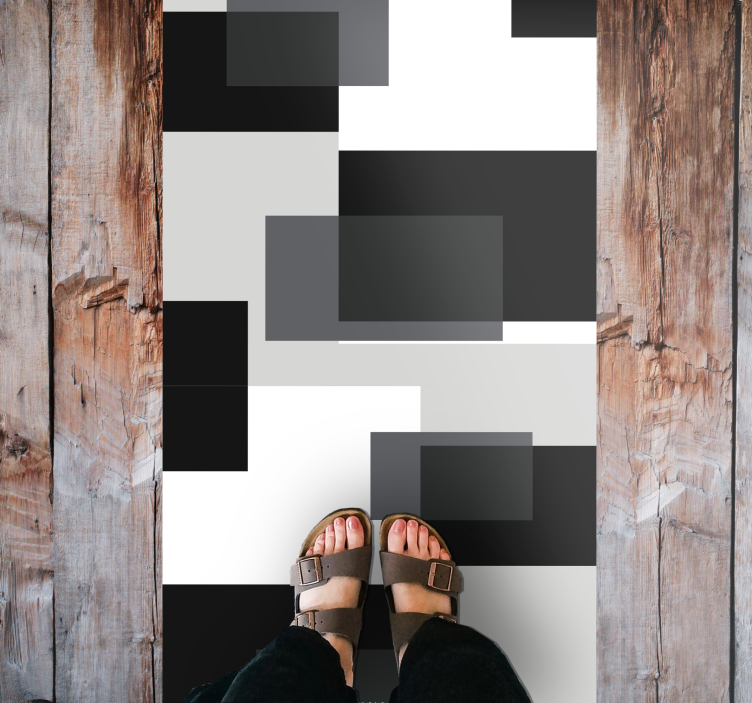 Modern vinyl rug in abstract block design - TenStickers