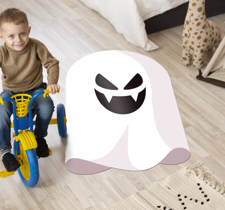 Monochrome Ghost halloween vinyl rug - TenStickers