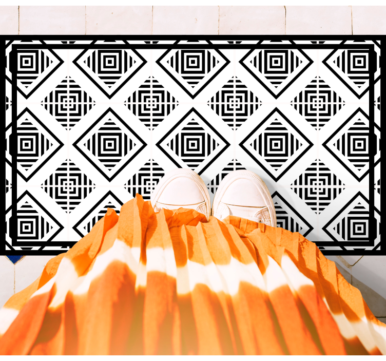 Monochrome Motifs geometric vinyl rug - TenStickers