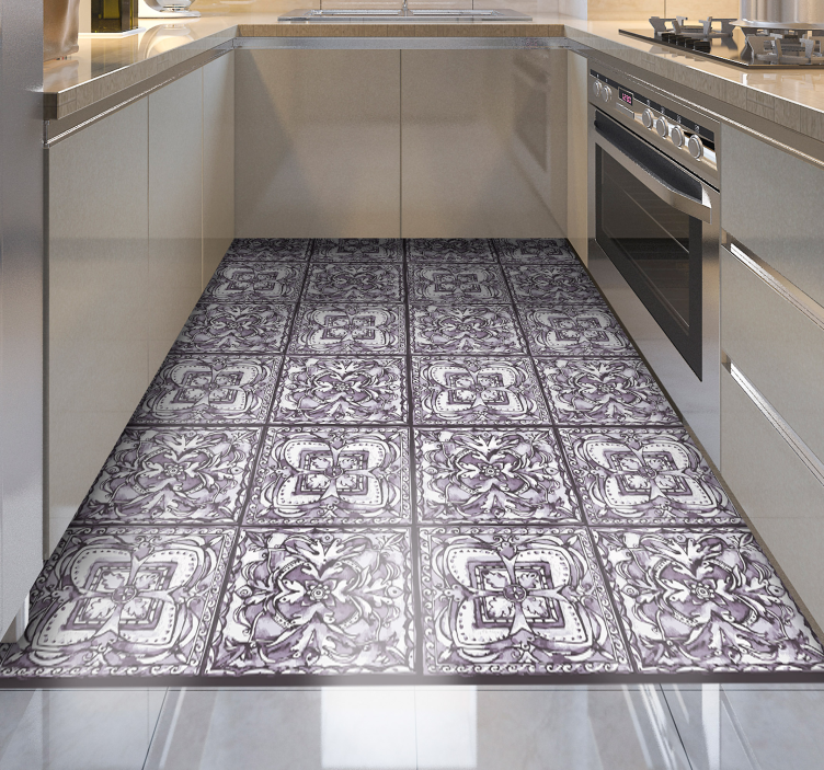 Monochrome Tilework tile vinyl rug - TenStickers