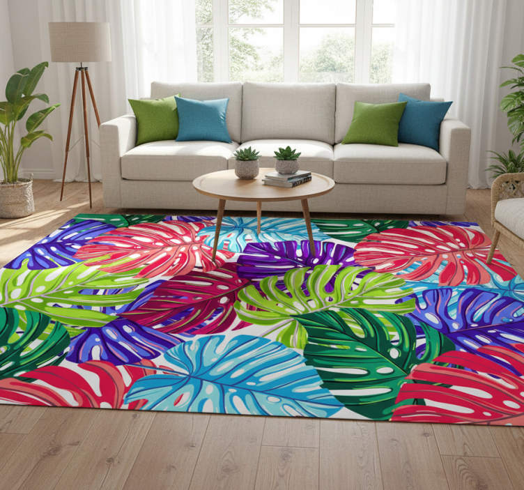 Monstera tropical floral vinyl rug - TenStickers