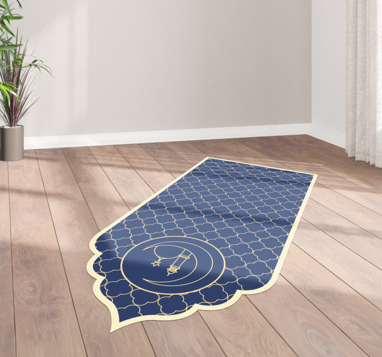 Moroccan-inspired pattern blue floor rug - TenStickers