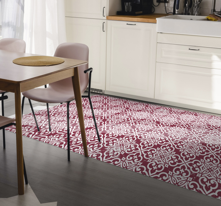 Moroccan red vintage kitchen vinyl rug - TenStickers