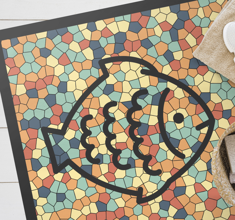 Mosaic fish pattern mosaic vinyl rug - TenStickers