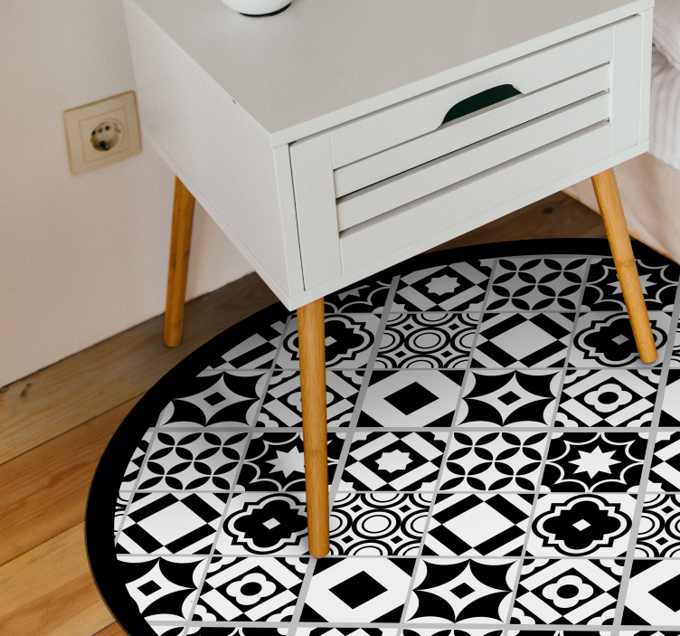 Mosaic vinyl rug in monochrome pattern - TenStickers