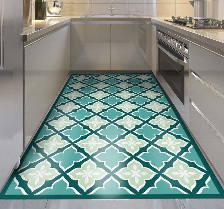 Mosaic vinyl rug mosaic floral design - TenStickers