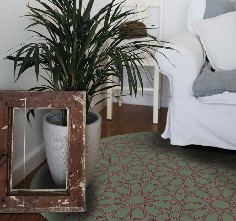 Mosaic vinyl rug with complex geometric design - TenStickers