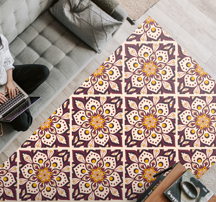 Mosaic vinyl rug with mosaic mandala pattern - TenStickers