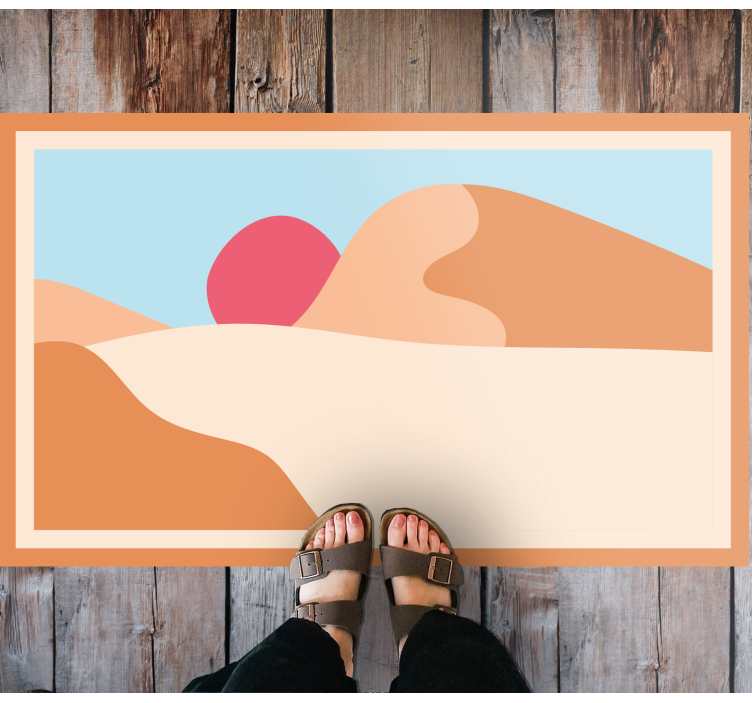 Mountain and sun abstract art geometric rug - TenStickers