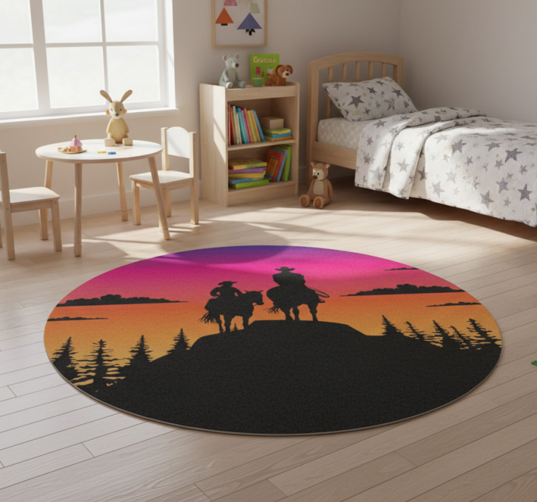 Mountains wild west horses animal vinyl rug - TenStickers