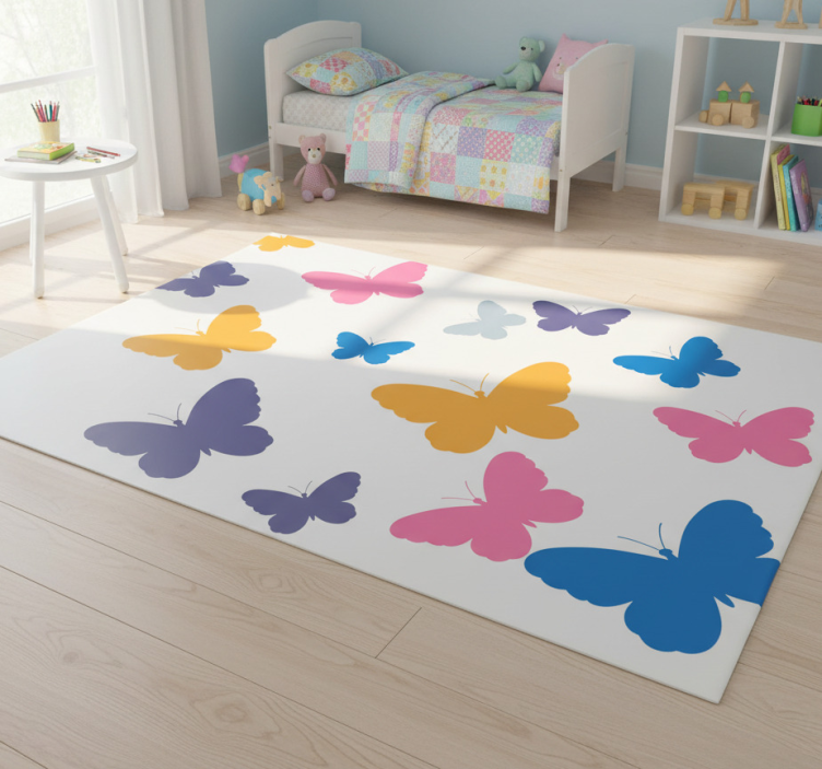 Multicolor butterflies flying animal vinyl rug - TenStickers
