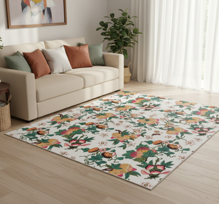 Multicolor floral summer print vinyl rug - TenStickers
