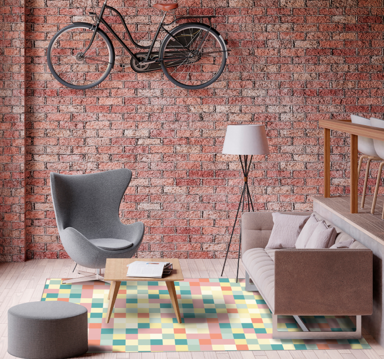 Multicolor Grid striped vinyl rug - TenStickers