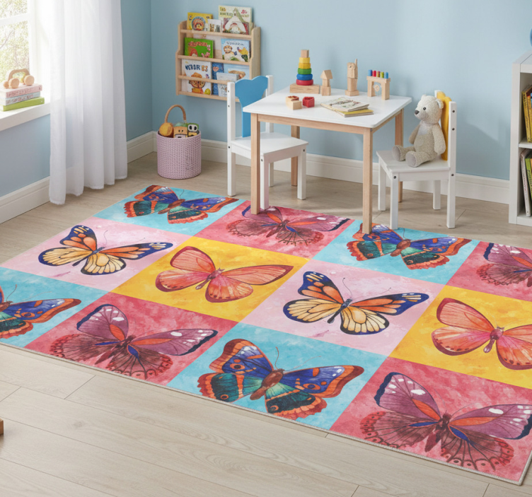 Multicolored butterflies animal vinyl rug - TenStickers
