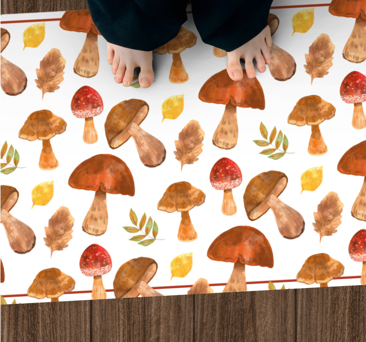 Mushroom & Leaf nature vinyl rug - TenStickers