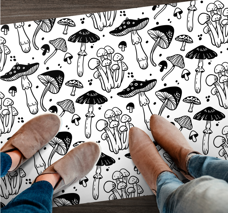Mushroom Motif nature vinyl rug - TenStickers