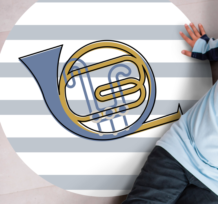 Musical Horn Design circular vinyl rug - TenStickers