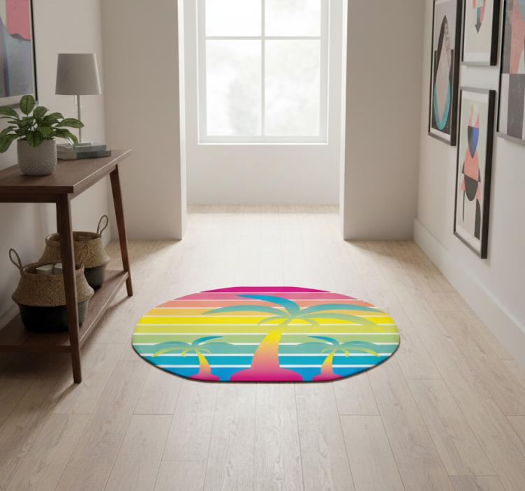 Nature vinyl rug 80s vintage sunset design - TenStickers