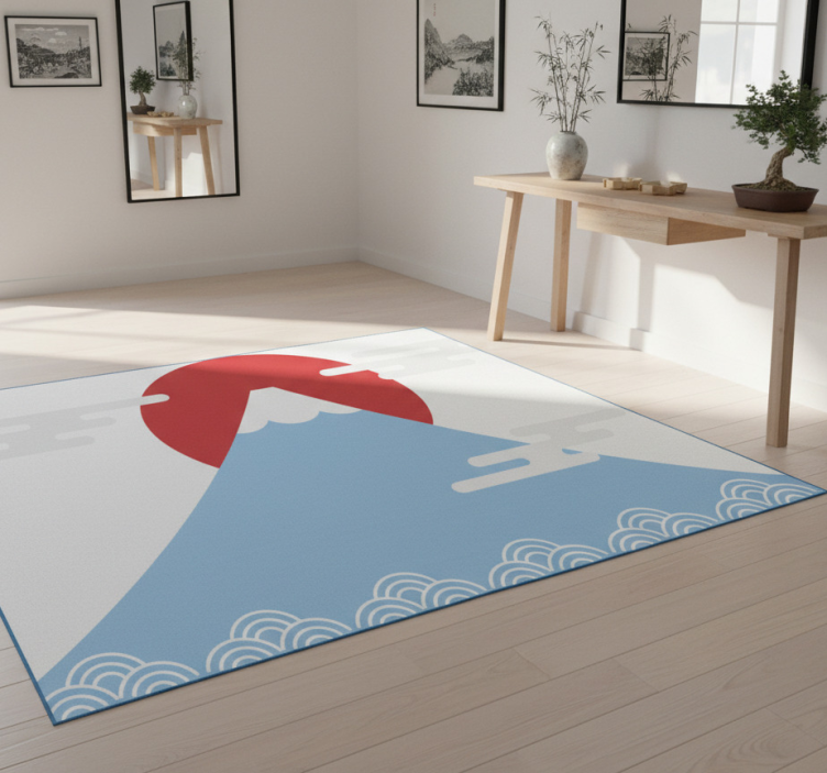 Nature vinyl rug asian mountain design - TenStickers