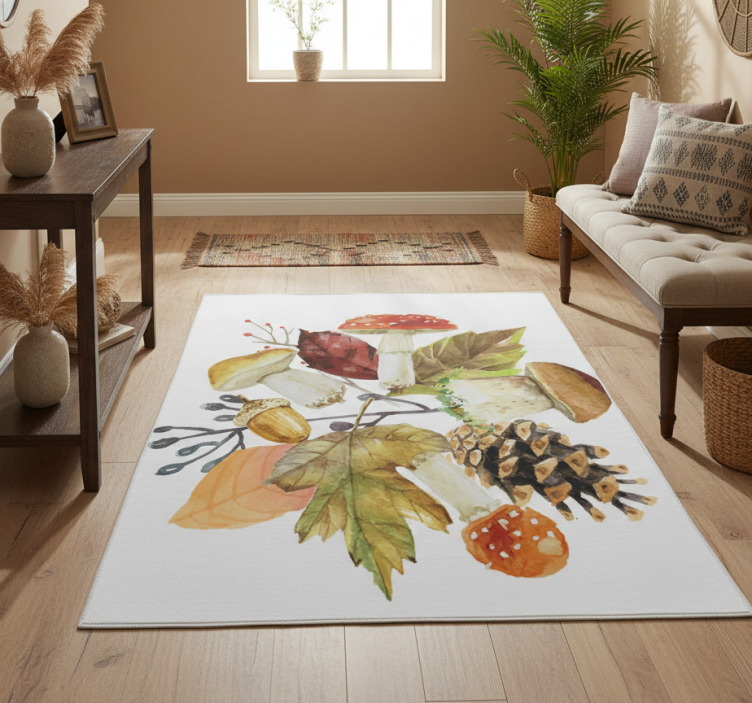 Nature vinyl rug with forest leaves and fruits - TenStickers