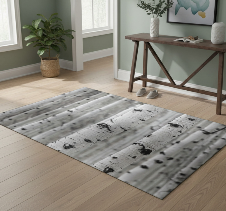 Nature vinyl rug birch forest landscape - TenStickers