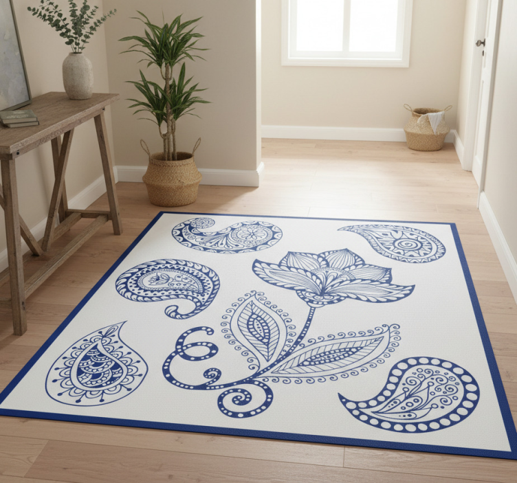 Nature vinyl rug botanical paisley design - TenStickers