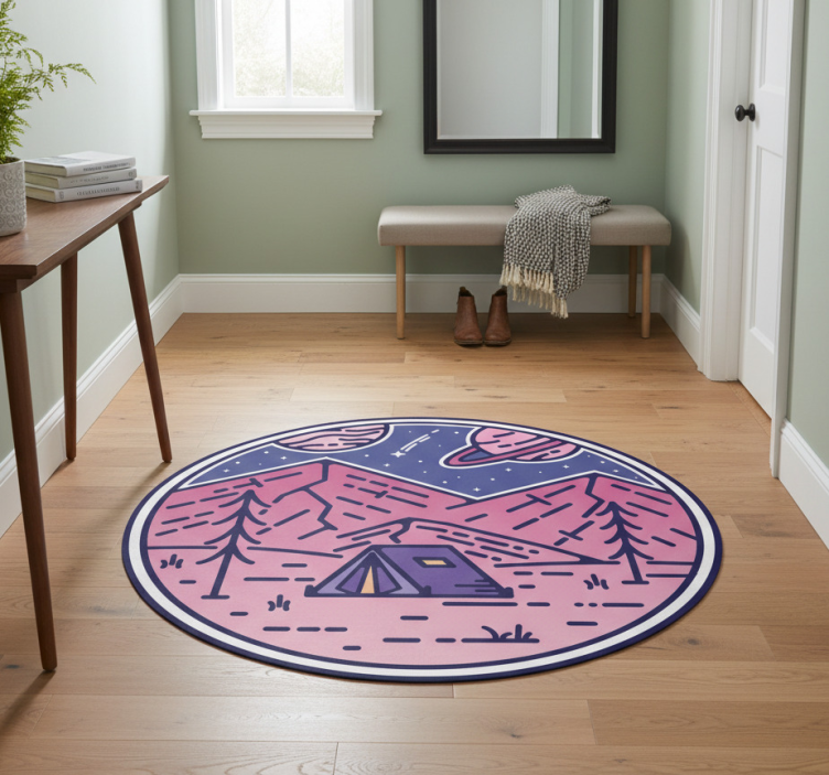 Nature vinyl rug camping adventure scene - TenStickers