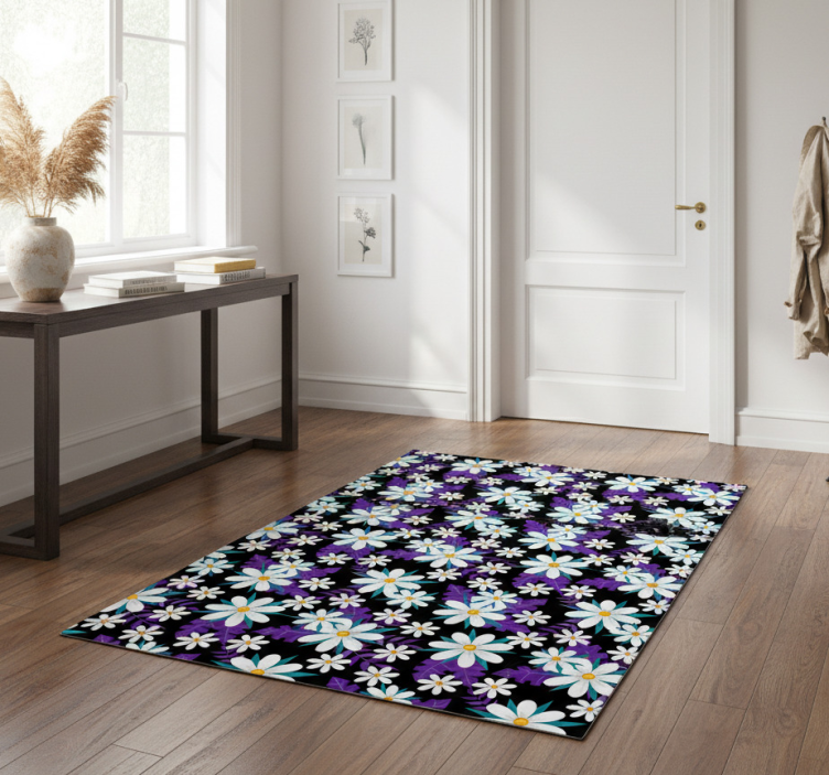 Nature vinyl rug colorful floral arrangement - TenStickers