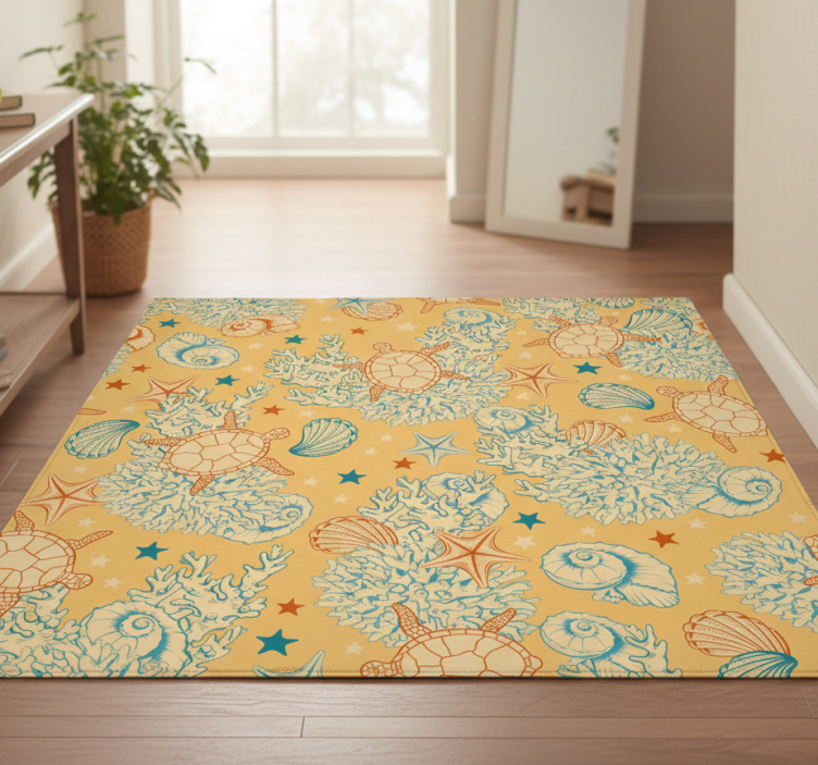 Nature vinyl rug coral and marine life design - TenStickers