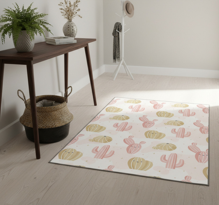 Nature vinyl rug cute cactus design - TenStickers