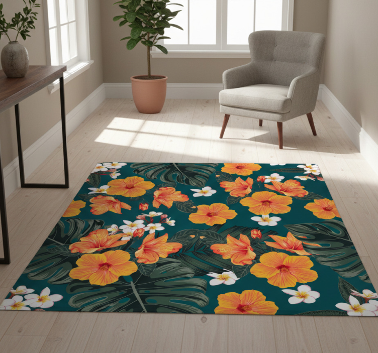 Nature vinyl rug exotic bloom design - TenStickers