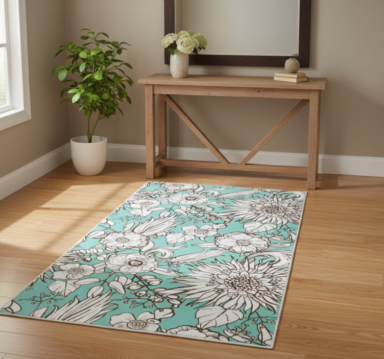 Nature vinyl rug floral screen design - TenStickers