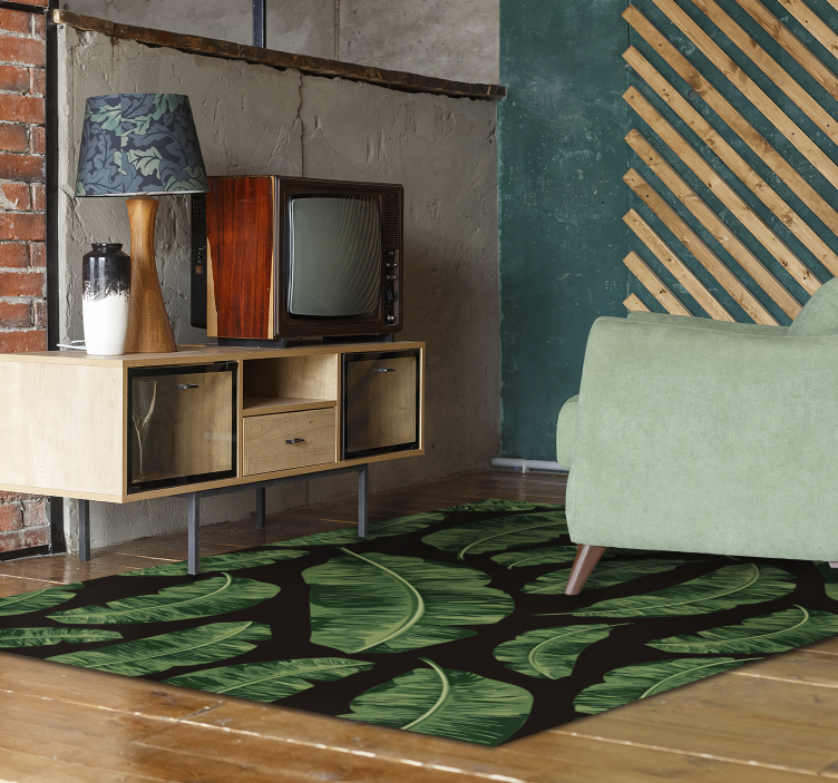 Nature vinyl rug green leaf design - TenStickers