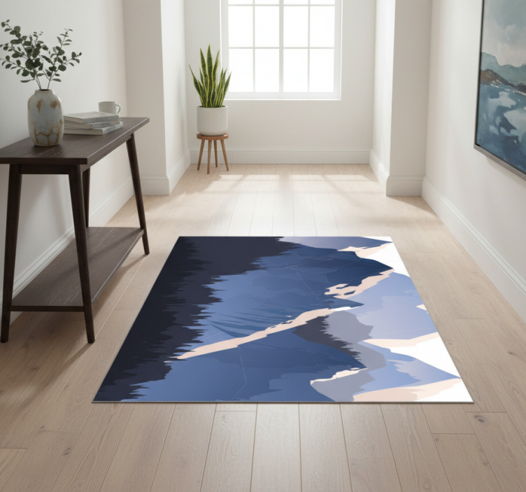 Nature vinyl rug grey forest mountains sun - TenStickers