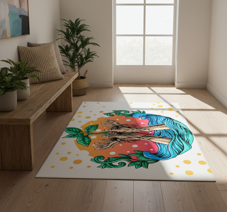 Nature vinyl rug hands nurturing nature - TenStickers