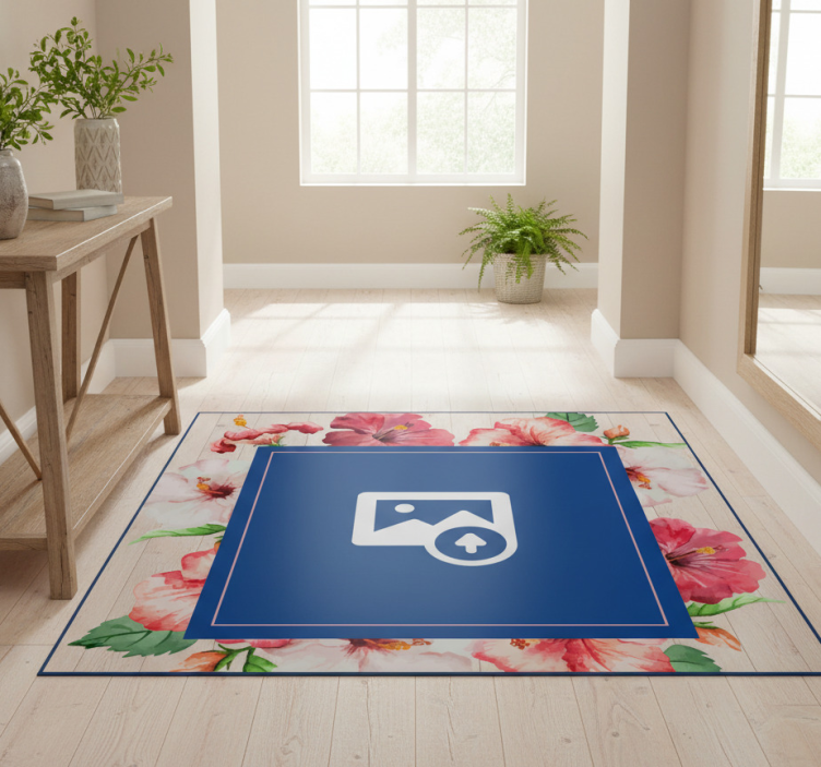 Nature vinyl rug hibiscus floral pattern - TenStickers