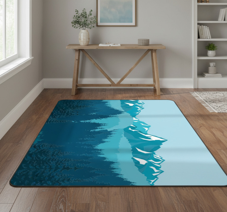 Nature vinyl rug in full blue green landscape - TenStickers