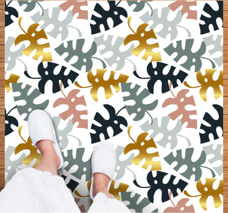 Nature vinyl rug leaf emblem design - TenStickers