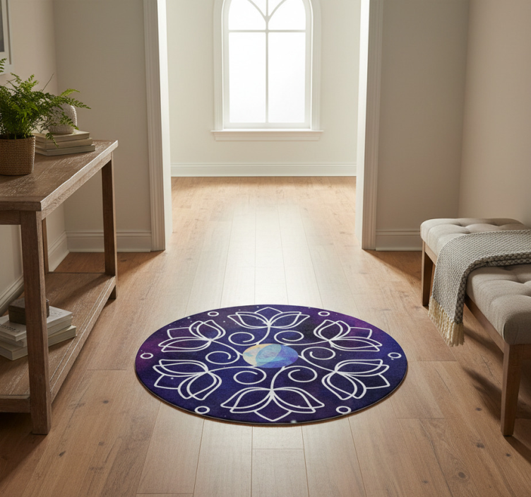 Nature vinyl rug lotus blossom pattern design - TenStickers