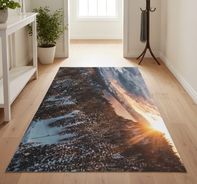 Nature vinyl rug lush forest scene - TenStickers