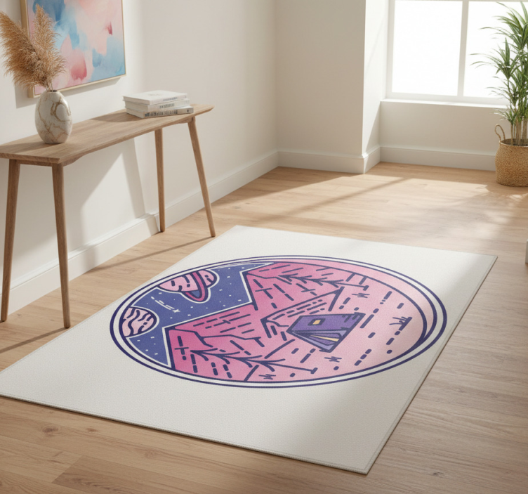 Nature vinyl rug pink mountains - TenStickers