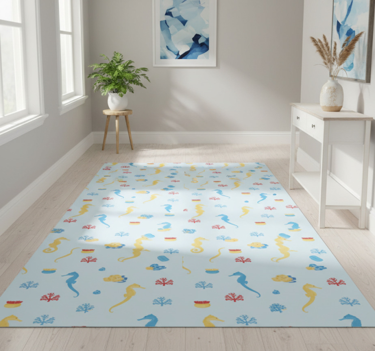 Nature vinyl rug seahorse nature splash - TenStickers