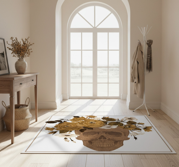 Nature vinyl rug skull floral design - TenStickers