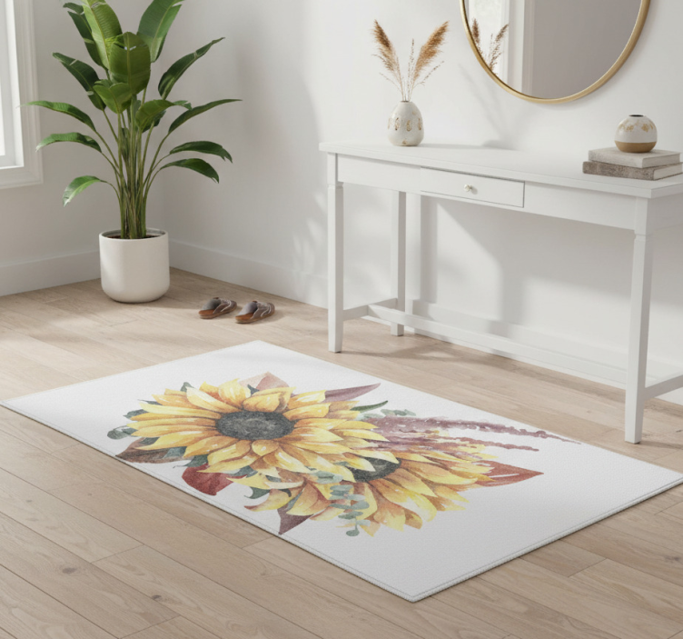 Nature vinyl rug sunflower floral design - TenStickers
